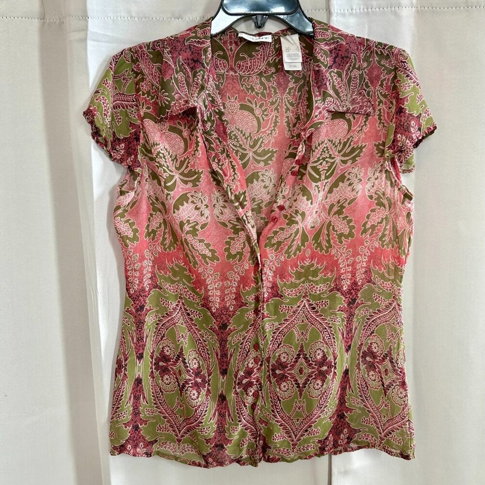 VTg Tint Womens Top Small Fairy Button Up Sheer Flutter Sleeve Boho Y2K 17712‎